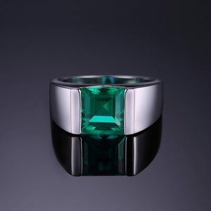 💚 Men's 2ct Emerald Ring - 925 Sterling Silver
